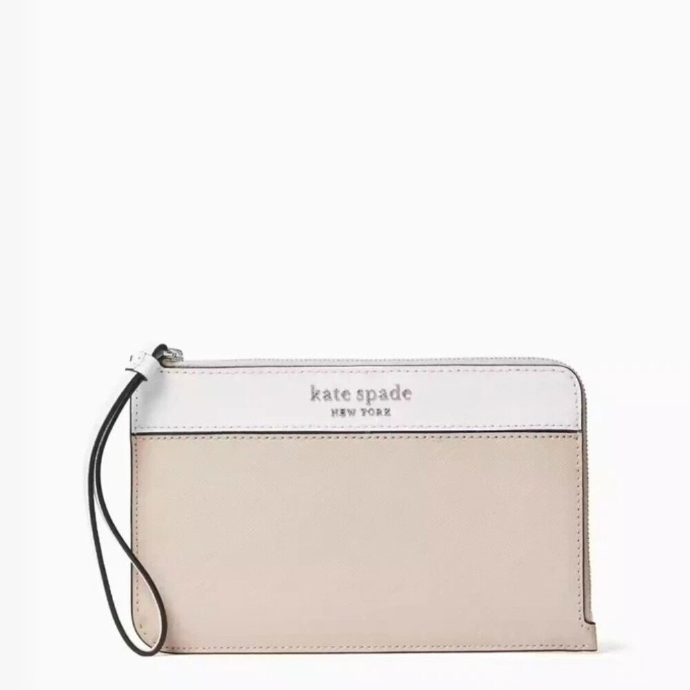 EUC KATE SPADE Lucy Colorblock Saffiano Leather Medium L-Zip Wristlet Wallet